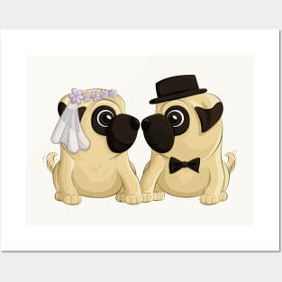 Wedding Pugs Posters and Art